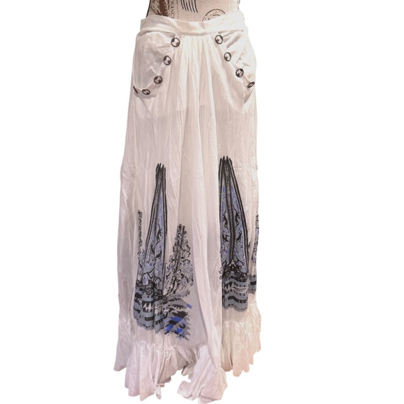 Save The Queen White Printed Maxi Skirt – Size S - Picture 1 of 9